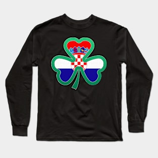 Croatian Flag for st patricks day, Irish Shamrock Long Sleeve T-Shirt